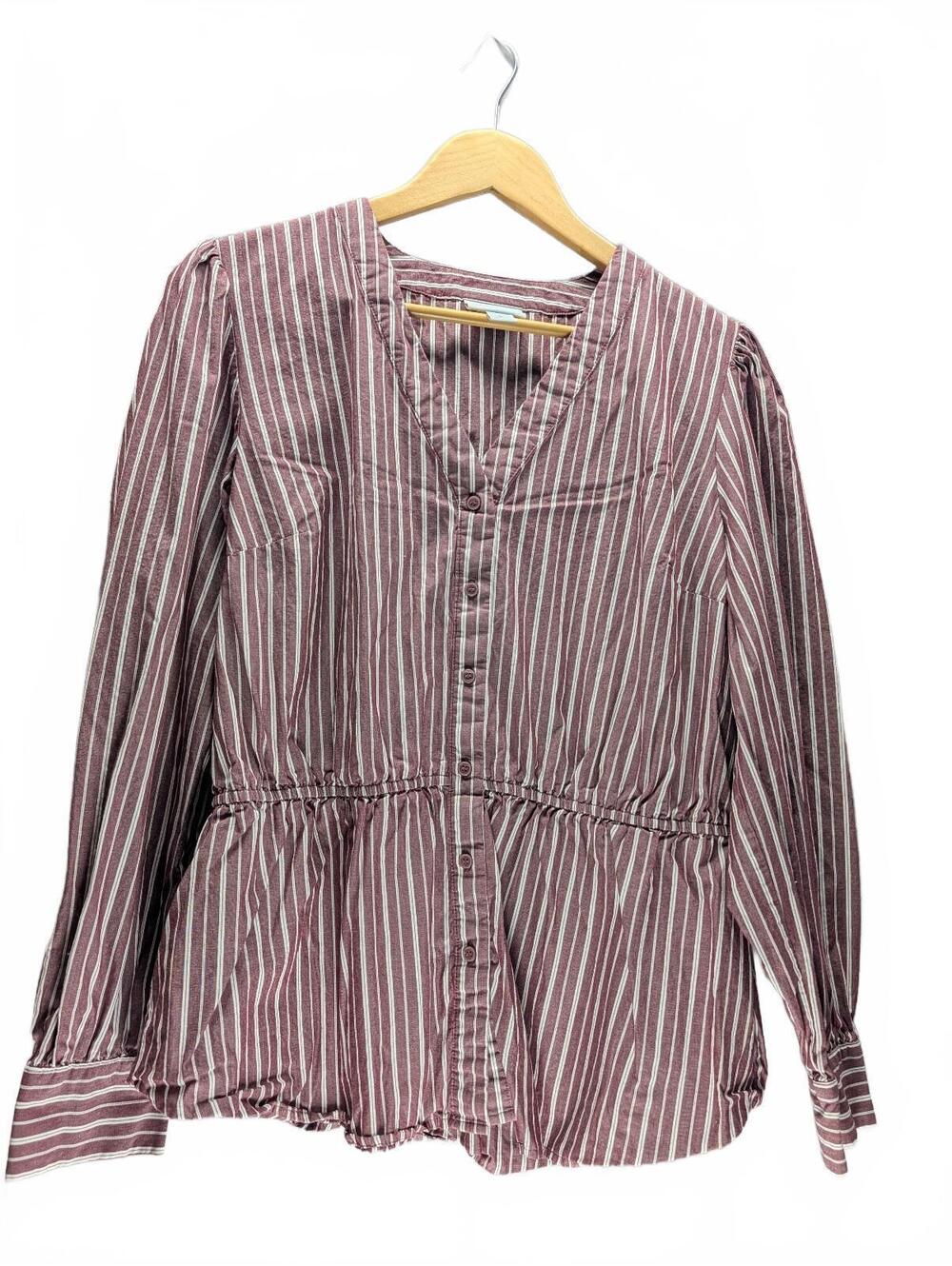 Liz Claiborne Women's Striped Button-Up Blouse, Size Large